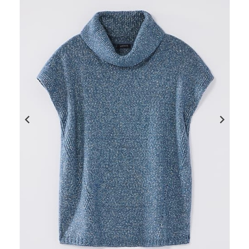 J Jill Wearever Cowl Neck SS Sweater,  S, Moonlit Sky Heather